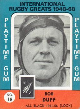 1968 Playtime Gum International Rugby Greats 1948-68 #18 Bob Duff Front